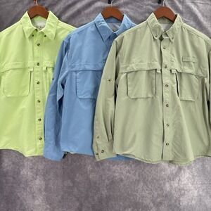 LL Bean Fishing Shirt Mens M Lot Of 3 Vented Outdoors Long Sleeve